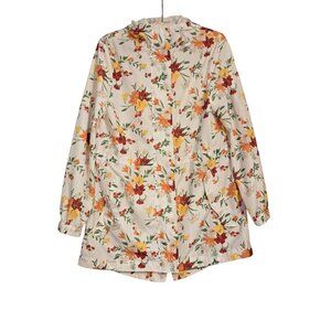 Linda Anderson Floral Hooded Windbreaker Rain Jacket with Storage Bag